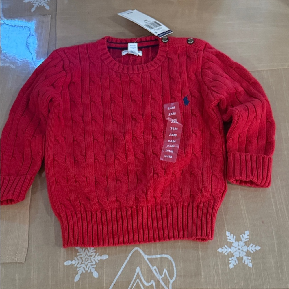 Ralph Lauren baby Red Cable Knit Sweater